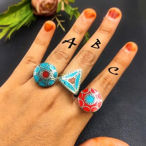 Tibetan Silver Ring Handmade Tribal Fusion Nepali Ring Ethnic Tribal Adjustable Statement Ring Bohemian Nepalese Jewelry Unique gift Idea