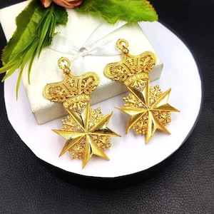 70mm Real Gold Plated Designer Earring Connector Filigree Long Handmade Pendant Jewelry Component DIY Jewelry Making Supply Necklace Finding