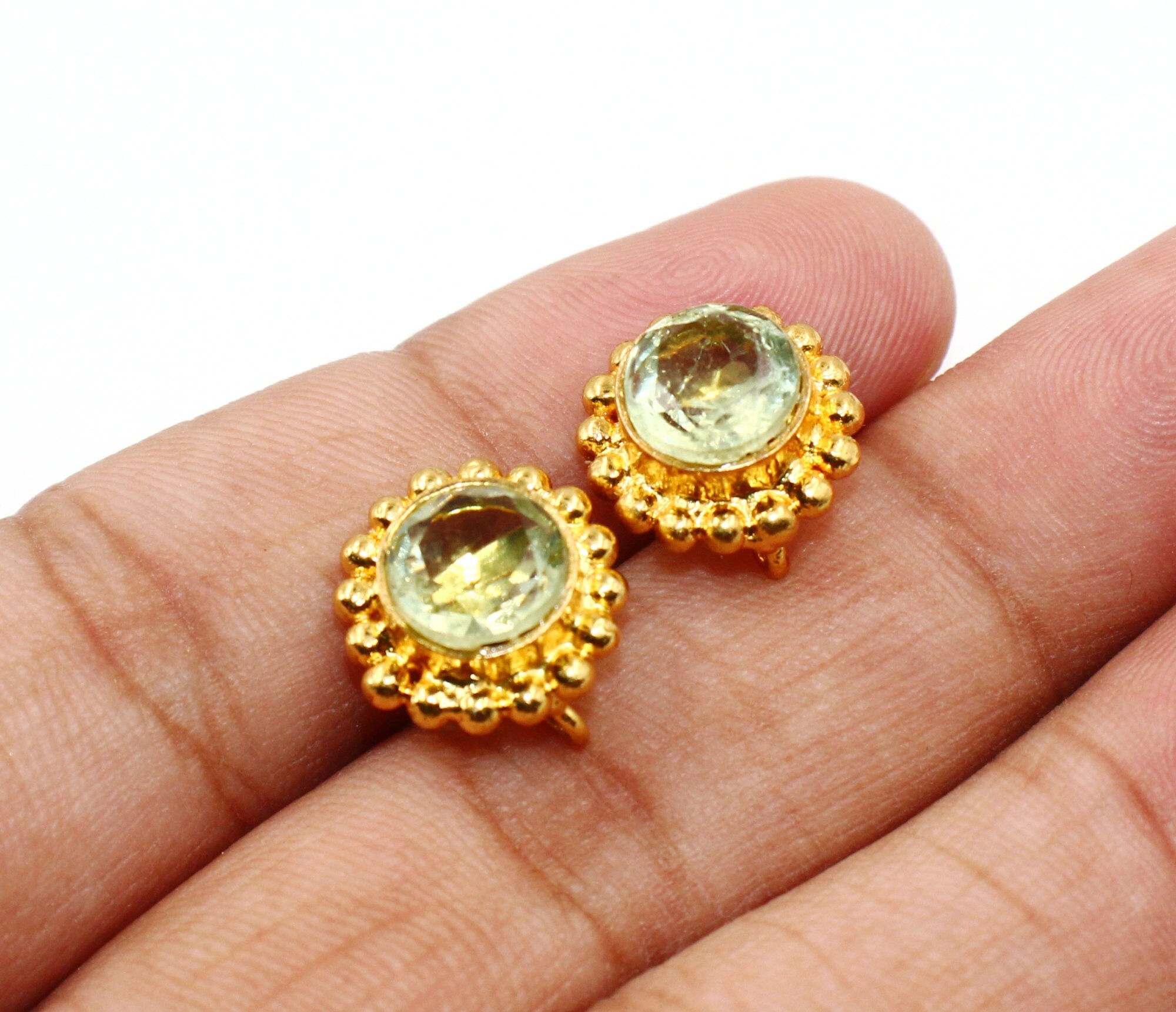 Gold Plated Round Connector Post Stud / Hammered Earring Connectors / DIY Jewelry  Making / Jewelry Components / Earring Findings / PI09 