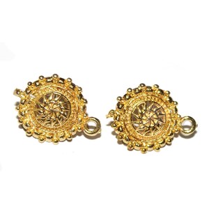 21mm Real Gold Plated Flower Earring Post Handmade Ear Post Designer connector Post Stud Earring  DIY Jewelry Making Supply Jewelry Findings