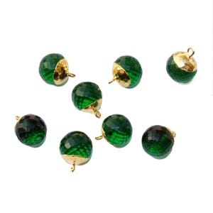 1 Pair 11x11mm Real Gold Electroplated Capped Chrome Green Quartz Faceted Ball Charm Pendant Earrings Findings DIY Jewelry Making Supplies