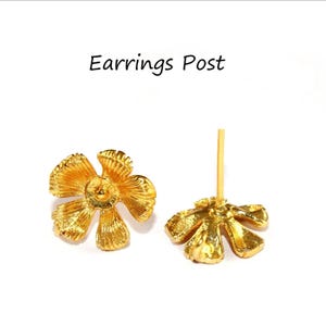 15mm Real Gold Plated Designer Flower Earrings Post Handmade Floral Stud Earrings DIY Jewelry Making Supplies Jewelry Findings Gift Idea.