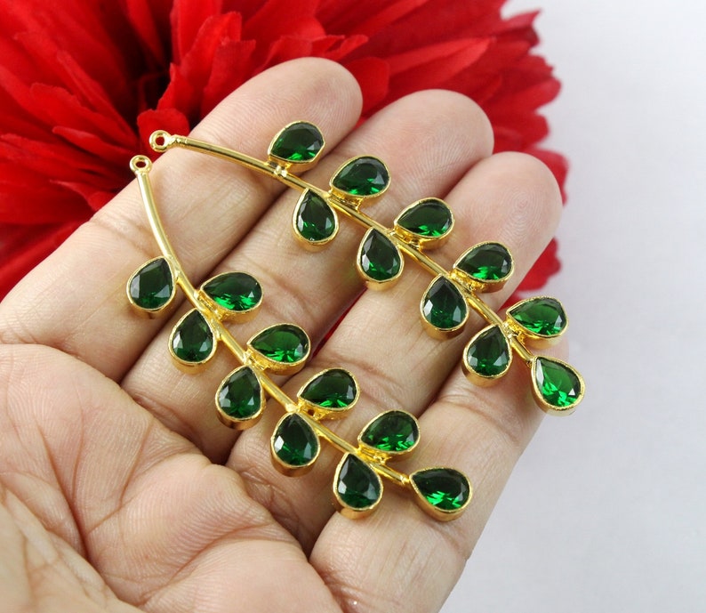 DIY Jewelry Making Component Select Color Gemstone Branch Pendant 71mm 22k Gold Plated Morganite Quartz Branch Pendant Earrings Findings