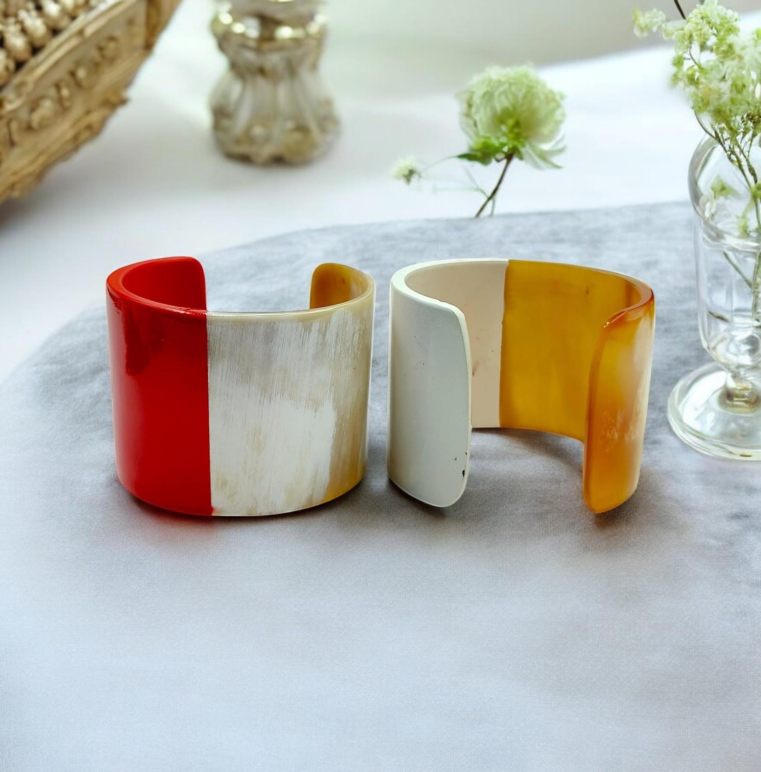 brass buffalo horn bangle バングル ブレスレット Set 7 Natural Buffalo Horn Bangle, Bracelet Set, Horn