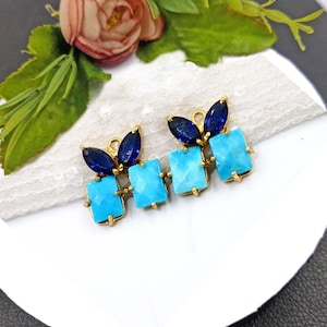 1 Pair 20mm Prong Set Howlite Turquoise & Blue Marquise Designer Pendant 22kt Gold Plated Gemstone Pendant DIY Jewelry Supply DIY Necklace