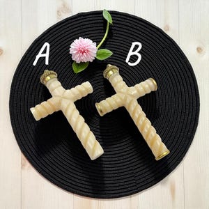 Buffalo Bone Spiral Cross Pendant | Hand-Carved Bone with Brass Cap | 88mm Tribal Pendant |DIY Jewelry Supply | DIY Necklace Christmas Gift