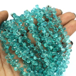 5-75Pcs Natural Apatite Faceted Teardrop Shape Briolette, 6x4mm Apatite Beads, Loose Gemstone Beads, DIY Jewelry Making, Top Side Drill