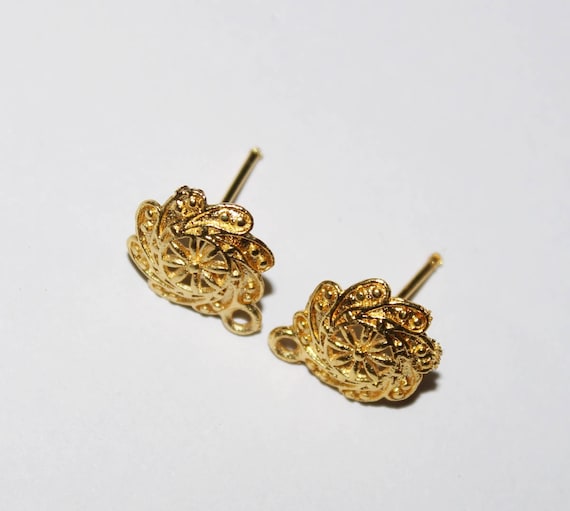 Orecchini a bottone con perle placcati oro 18 carati - Italia