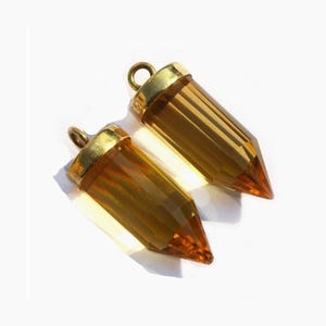 20 x 8 mm Silber oder Gold überzogene Citrin Quarz facettierte Bleistift Anhänger Single Loop Point Anhänger DIY Schmuckherstellung Lieferungen Schmuckzubehör