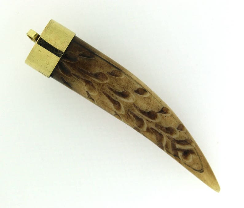 1 Pc 85x18 mm Brown Bone Tusk Horn Pendant Delicate Bone Tusk Horn Bohemian Large Tusk Horn Craved Pendant Tibetan Nepali Pendant