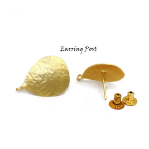 Hammered Earring Post Matte Gold Charm Pendant n Connector Handmade Connector Post Stud DIY Jewelry Making Supplies Necklace Earring Finding
