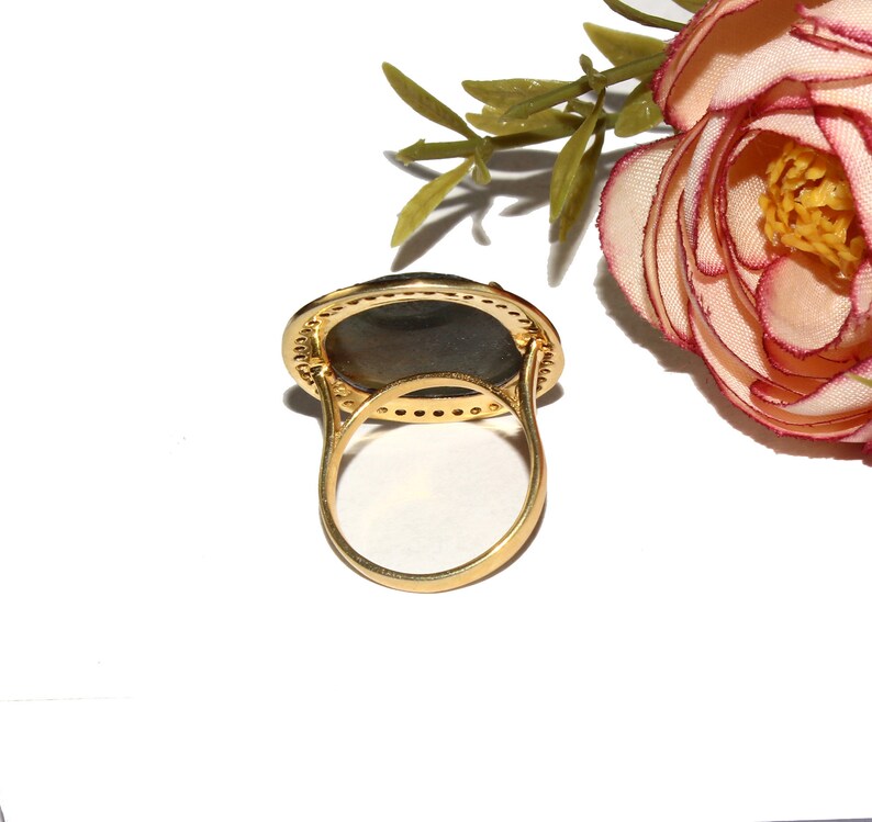 925 Sterling Silver Natural Sapphire Ring Size US 7 Gold /& Black Rhodium Vermeil Ring Zircon Pave Jewelry Gift For Her SL86