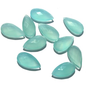 1 Paar Aqua Chalcedon Edelstein facettierte Birne Briolette, Größe 20 x 10 mm Edelstein Briolette Perlen, CTS27 -Bohrloch Sie WÄHLEN, Großhandel Perlen