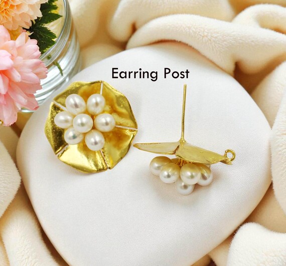 Freshwater Pearl Flower Earring Post, Stud Earrings Pendant