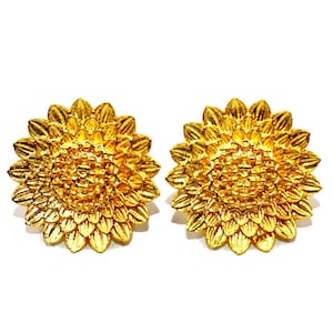 22kt Gold Plated Round Connector Post Stud with Loop / Earrings Connector / Designer Flower Ear-post / Earring Findings /DIY Jewelry Making