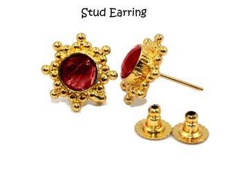 Pendientes de botón con piedra natal, conector para colgante de cuarzo hidro (8 mm)