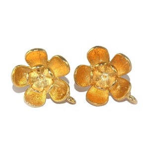 Real Gold Plated Designer Flower Stud Earpost 21x18mm Handmade Gold Floral Post DIY Jewelry Making Supplies Findings Jewelry Components EM34