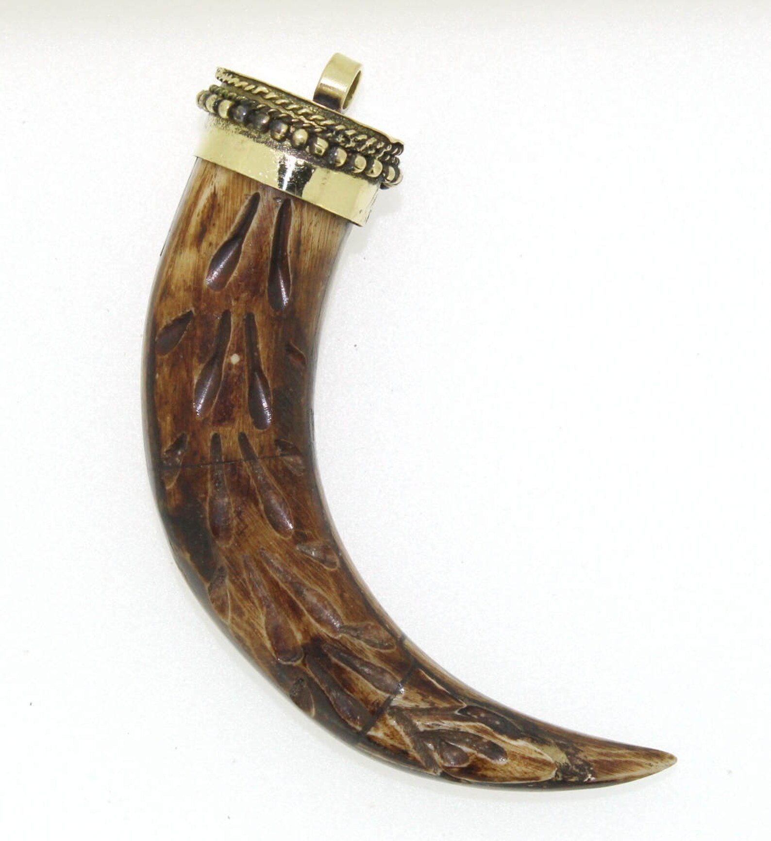 1 Pc 68x19mm Brown Bone Tusk Horn Pendant / Delicate Bone Tusk Etsy