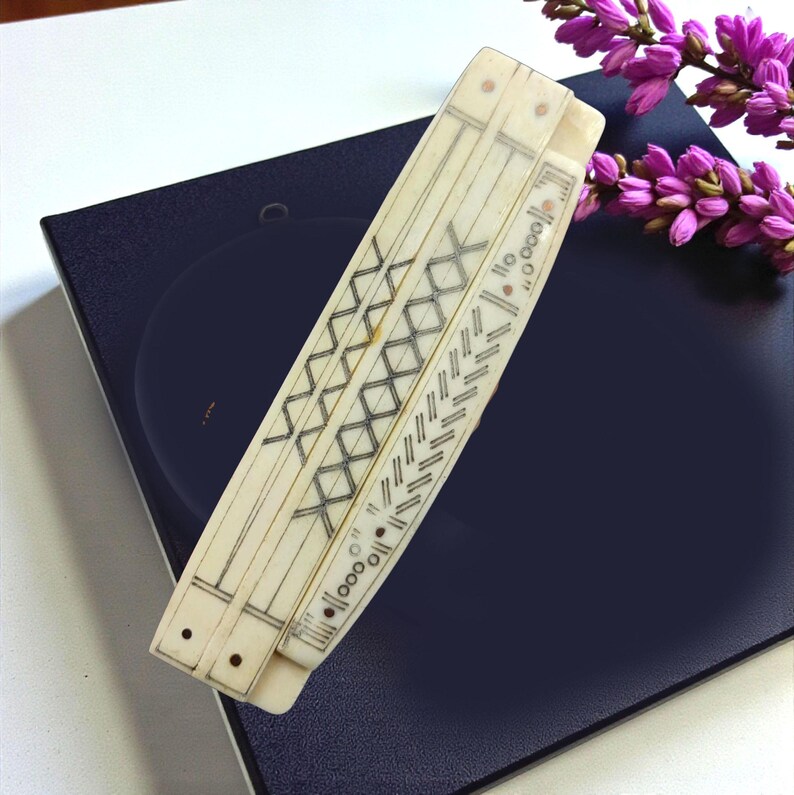 Hand Carved Folding Bone Hair & Beard Comb | Tribal Engraved Ethnic Comb | Handmade Natural Grooming Tool image 5