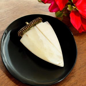 Ethically Sourced Buffalo Bone Arrowhead Pendant With Gold Toned Brass Cap | Handmade Pendant | DIY Jewelry Making Supplies | Gift For Her