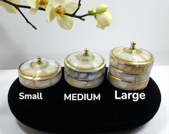 Handmade Mother of Pearl Inlay Vintage Brass Box – Decorative Jewelry Storage Box | Unique Gift for Women | Elegant Home Decor Accent