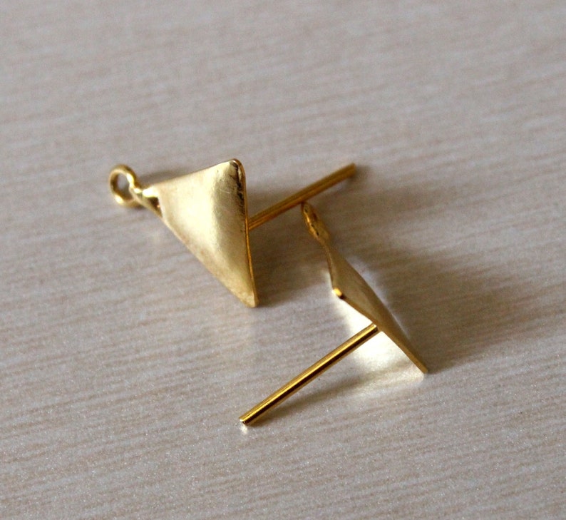 1 Pair 22kt Gold Plated Triangle Connector Post Stud 16x14mm Gold Posts DIY Jewelry Making Supplies Stud Ear-post Finish You Select