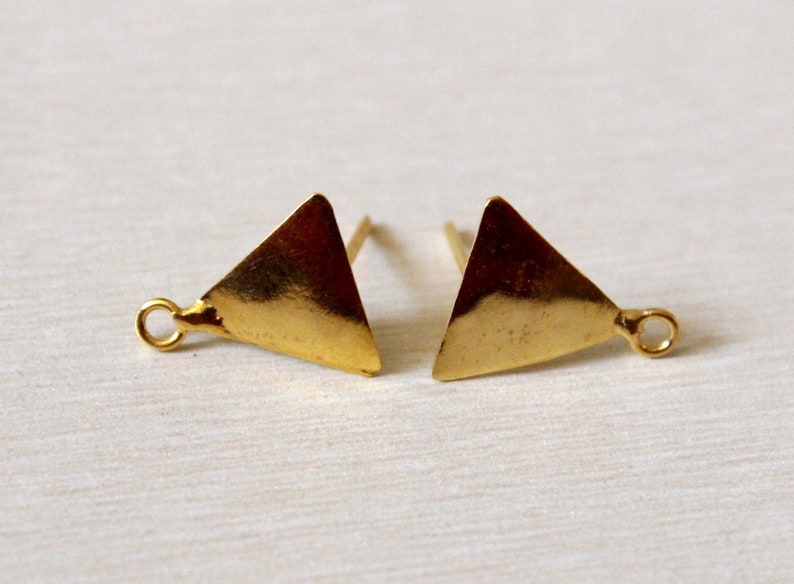 1 Pair 22kt Gold Plated Triangle Connector Post Stud 16x14mm Gold Posts DIY Jewelry Making Supplies Stud Ear-post Finish You Select