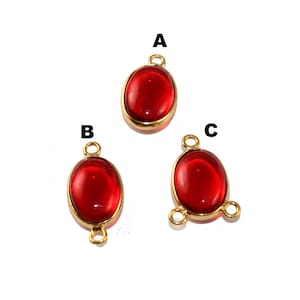 2-delat set med ovala örhängen i röd kvarts / 12 x 8 mm / koppling med flera loopar / ädelstensberlock / gör-det-själv / smyckestillverkningstillbehör / tillbehör