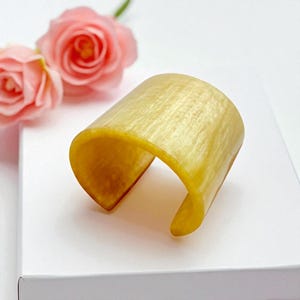 Cream Resin Cuff Bracelet | Wide Open Bangle | Lightweight Modern Statement Jewelry | Handmade Chunky Resin Cuff | Gift for Her