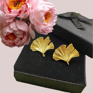 25mm Ginkgo Leaves Earrings Post, Pendant, Connector n Stud Earrings, Gold & Silver Plated Jewelry Findings, Handmade DIY Jewelry Supplies