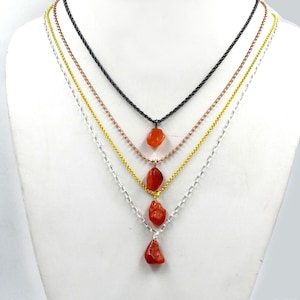 Raw Carnelian Necklace / Carnelian Jewelry / Healing Crystal Pendant / Gemstone Necklace / Crystal Jewelry / Gemstone Of Happiness