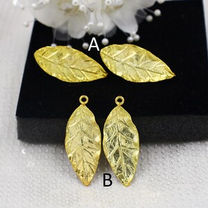 1 Pair 22Kt Gold Plated Textured Leaves Connector Post Stud Leaves Earrings Pendant DIY Jewelry Making Supplies Jewelry Findings Components