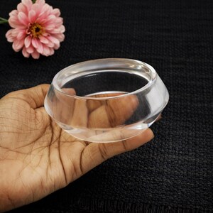 Crystal Clear Resin Bangle, Transparent Acrylic Chunky Wide Cuff Bracelet, Lucite Style Stacking Boho Jewelry, Lightweight Everyday Gift image 5