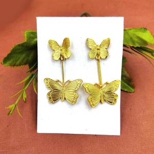 Real Gold Plated Designer Butterfly Earrings 52mm Handmade Party Wear Earrings Bollywood Earrings Wedding Bridesmaid Earrings Gift Idea