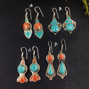 Tibetan Silver Earrings Handmade Tribal Fusion Nepali Earrings Ethnic Tribal Statement Earrings Bohemian Nepalese Jewelry Unique gift Idea