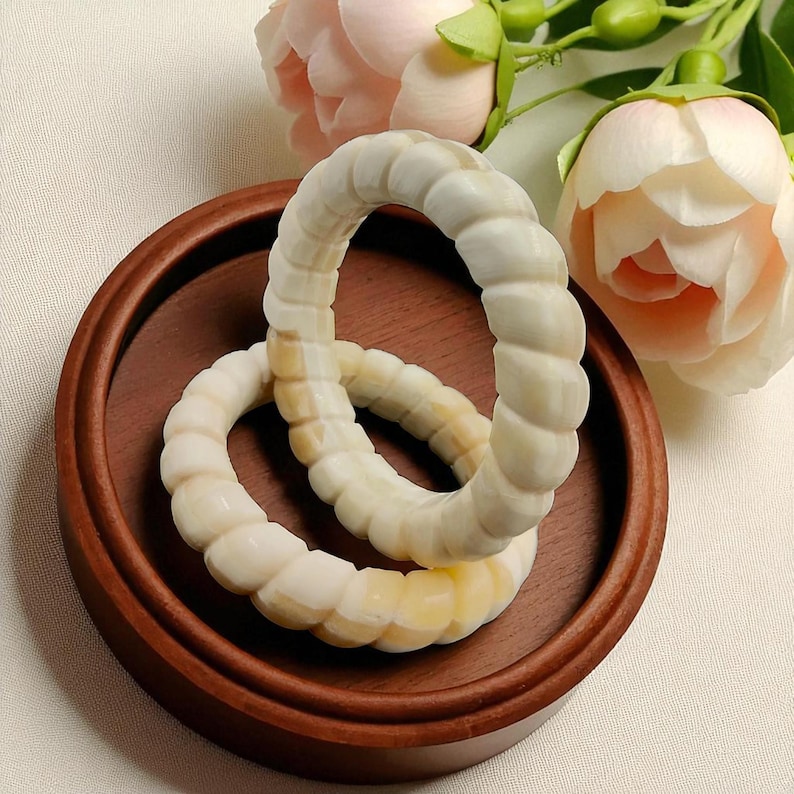 Ethically Sourced Buffalo Bone Twisted Bangle | Natural Bone Large Bone ...