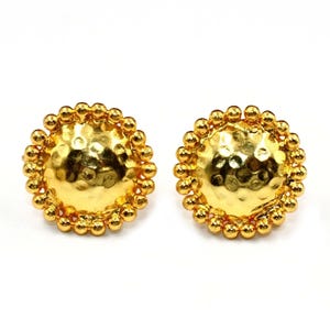 Round Connector Post Stud Hammered Earring Connectors Real Gold Plated Handmade Designer Earrings Post DIY Jewelry Making Supplies