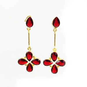 Multi Color Quartz Earrings | 51mm 22kt Gold Plated Handmade Dangle & Drop Earrings | Women Earrings | Party Wear Earrings | Gift For Her