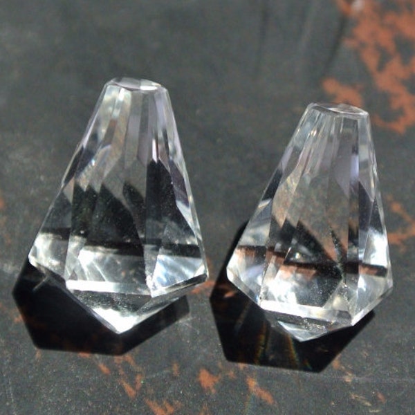 1 Pair Natural Rock Crystal Quartz Faceted Fancy Chandelier or Softy Briolettes Size 16x10mm Approx