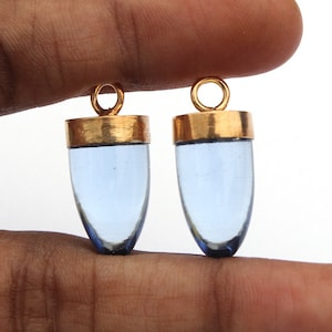 2Pcs Multi Color Quartz Gold Bullet Shaped Pendant / 23x11mm Gemstone Charm / DIY Jewelry Making Supply / Jewelry Component /Earring Finding