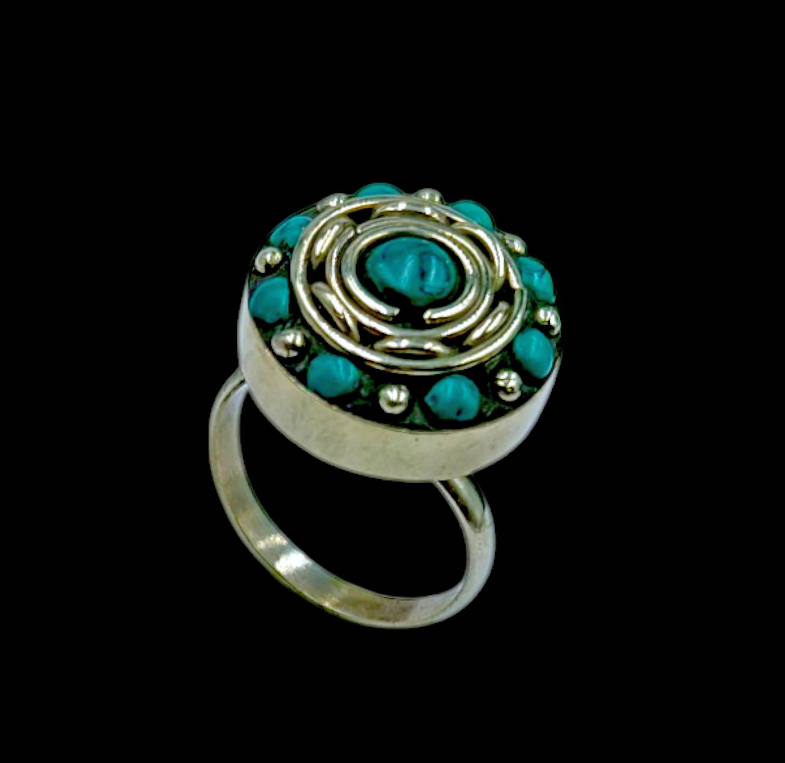 Bague Réglable En Lapis-lazuli Et Corail - Plaqué Argent, Bijou Tibétain Artisanal, Neuf Sans Emballage