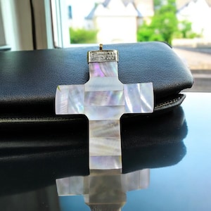 Mother of Pearl Pendant | MOP Shell Cross Pendant | Handmade Designer Pendant | DIY Jewelry Making Supplies | DIY Necklace | Gift Idea