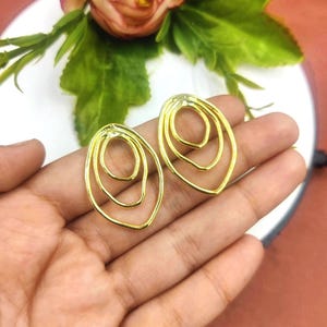 Fluid Trio Wave Earrings | 44x29mm 22kt Gold Plated Handmade Earrings | Designer Earrings | Party Wear Earrings | Women Earrings | Gift Idea