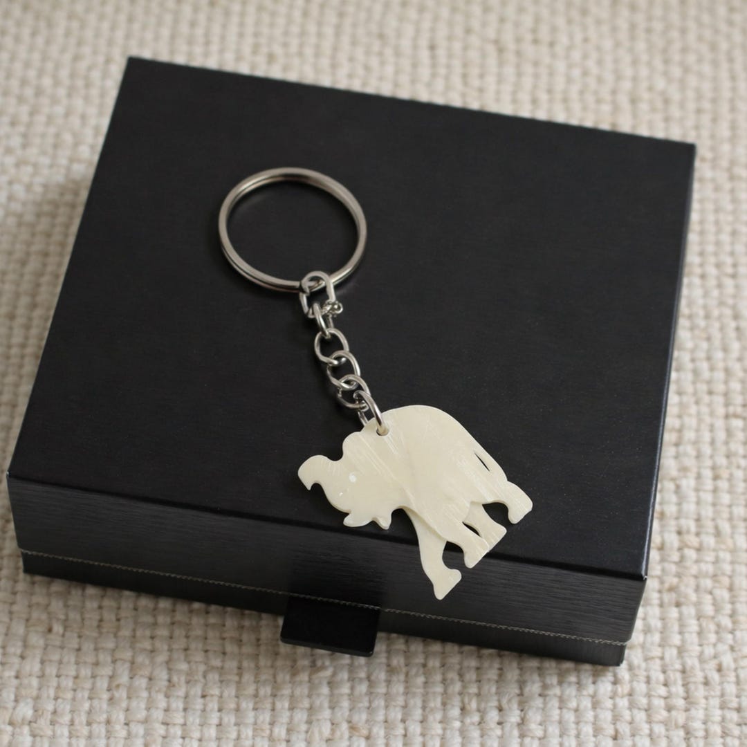 Ethically Sourced Buffalo Bone Hand-carved Elephant Key Chain ...