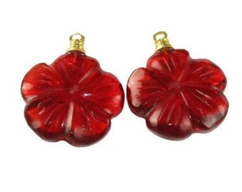 1 Pair 24x20mm Multi Color Quartz Hand Carved Flower Gemstone Pendant / Gold Plated Earrings / Single Loop Pendant /DIY Jewelry Making BL118
