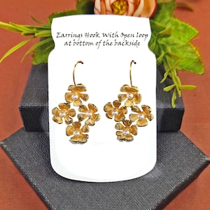 53mm Shell Pearl 4 Flowers Earring Hook with Backside open loop Real Gold Plated Floral Pendant Connector Ear-Post DIY Jewelry Making Supply