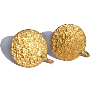 Real Gold Plated Round Shape Earring Post Engraved Round Connector Post Stud DIY Jewelry Making Supplies Handcrafted Designer Ear-Post