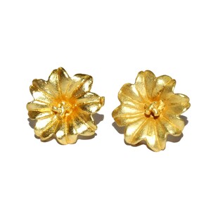 21mm Real Gold Plated Flower Earring Post Handmade Stud Earrings Designer Ear Post DIY Jewelry Making Supplies Jewelry findings Gift For Her