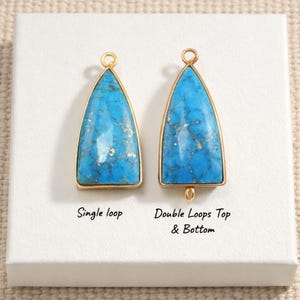 1 Pair Bezel Set Turquoise Faceted Dagger Charm Pendant 22x12mm Single & Double Loop Gemstone Connector DIY Jewelry Making Supplies Findings