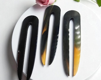 4.5" Natural Buffalo Horn Hair Stick Designer Horn Hairpin Stick Handcrafted Horn Hair Stick Boho Tribal Hair Stick Hair Accessory Gift Idea